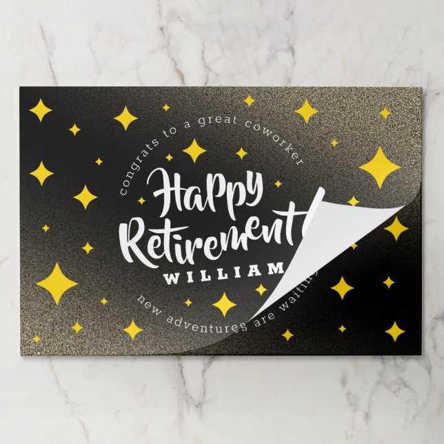 Fun Gold Glitter Stars Retirement New Adventures Paper Pad (Folded)
