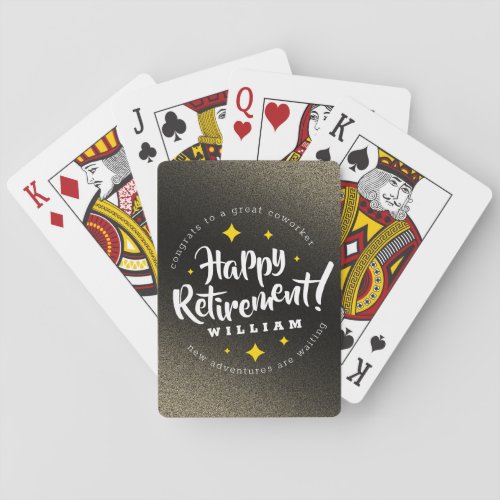 Fun Gold Glitter Stars Retirement New Adventures Playing Cards