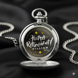 Fun Gold Glitter Stars Retirement New Adventures Pocket Watch