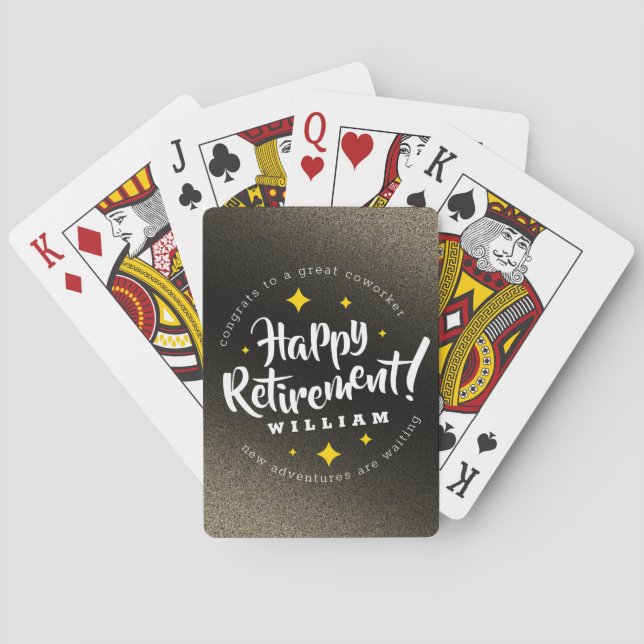 Fun Gold Glitter Stars Retirement New Adventures Poker Cards (Back)