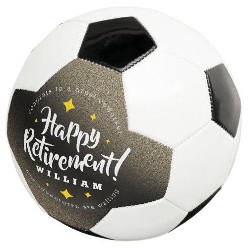 Fun Gold Glitter Stars Retirement New Adventures Soccer Ball