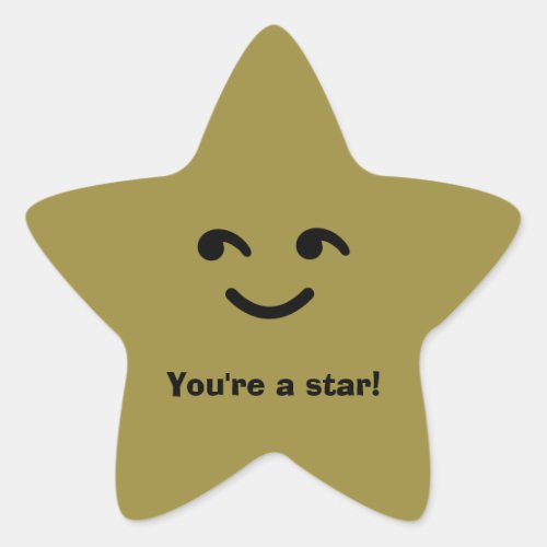 Fun Gold Happy Smiling Face Youre A Star School Star Sticker