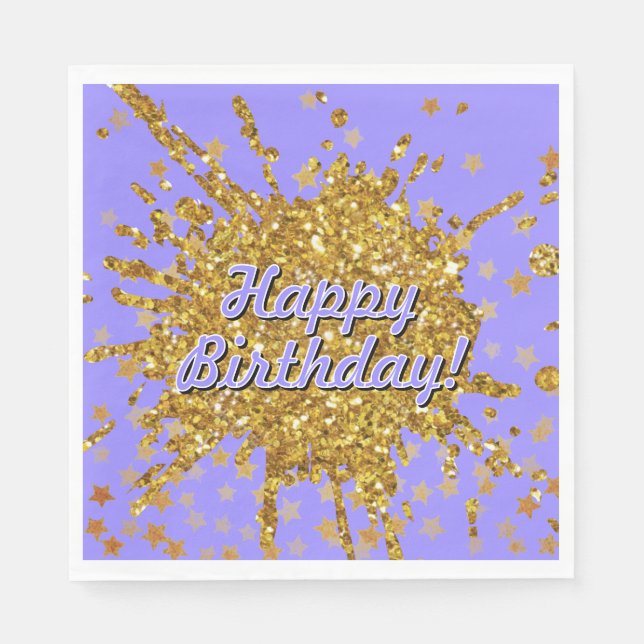 Fun gold pink sparkle glitter graffiti paint stars napkins (Front)