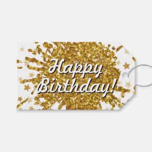 Fun gold sparkle glitter graffiti paint drip stars gift tags