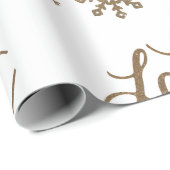 Fun Gold Sparkly Let it Snow Wrapping Paper (Roll Corner)