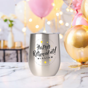 Fun Gold Stars Retirement New Adventures Thermal Wine Tumbler