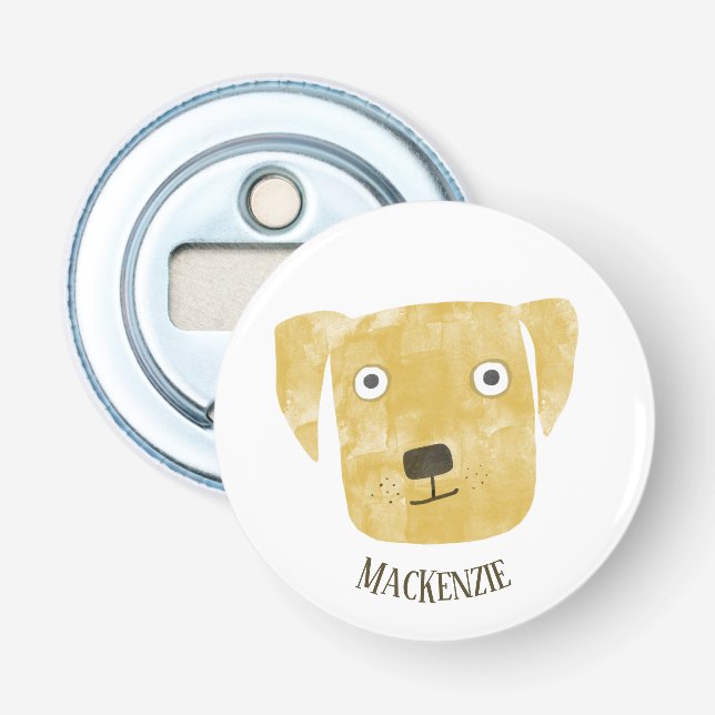 Fun Golden Labrador Retriever Dog Personalized Bottle Opener (Front)