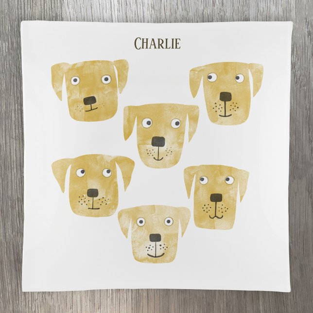 Fun Golden Labrador Retriever Dog Personalized Trinket Tray (Creator Uploaded)