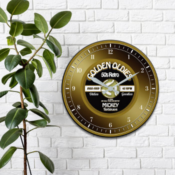 Fun Golden Oldies Vinyl 45 Record Personalized Large Clock by reflections06 at Zazzle
