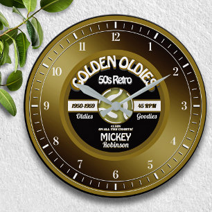 Fun Golden Oldies Vinyl 45 Record Personalized Large Clock