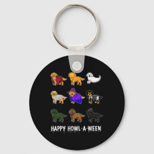 Fun Golden Retriever Dog Halloween Happy Howl-o-we Keychain