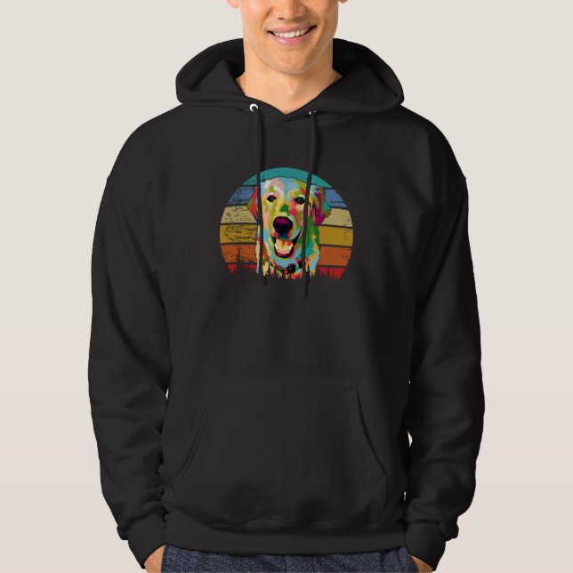 Fun  Golden Retriever Retro Vintage Hoodie (Front)