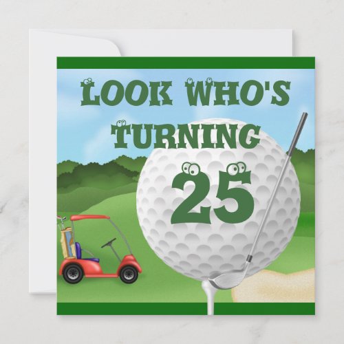 Fun Golf  25th Birthday Invitations