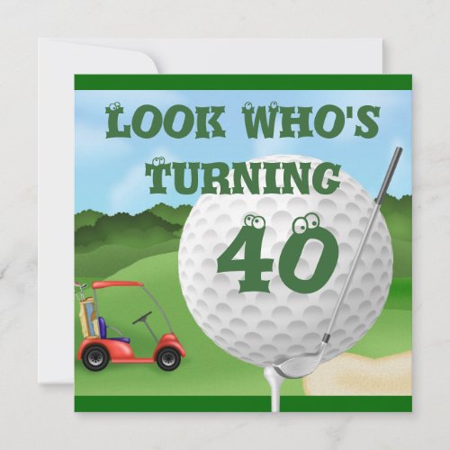 Fun Golf  40th Birthday Invitations