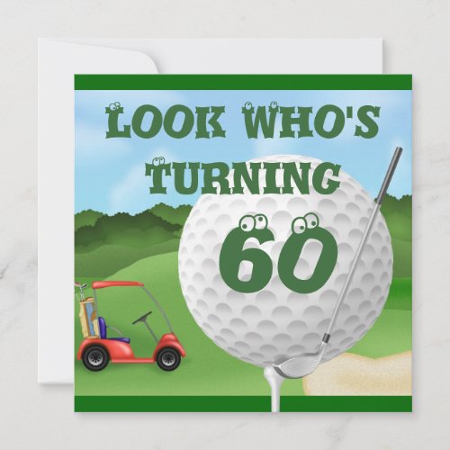 Fun Golf  60th Birthday Invitations TEMPLATE