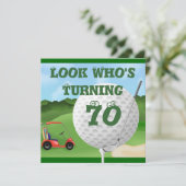 Fun Golf  70th Birthday Invitations TEMPLATE (Standing Front)