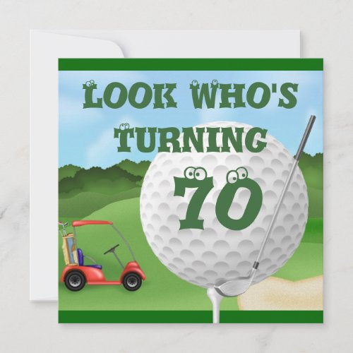 Fun Golf  70th Birthday Invitations TEMPLATE