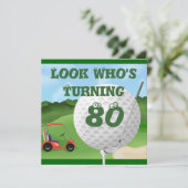 Fun Golf  80th Birthday Invitations TEMPLATE (Standing Front)