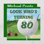 Fun Golf  80th Birthday Invitations TEMPLATE (Front/Back)