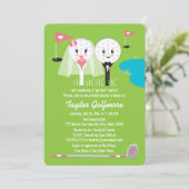Fun Golf Ball and Tee Bride Groom Bridal Shower Invitation (Standing Front)