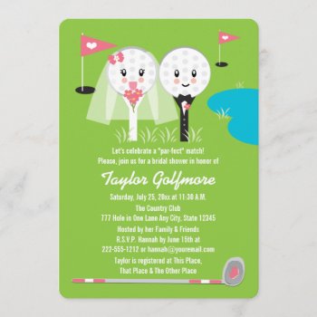 Fun Golf Ball And Tee Bride Groom Bridal Shower Invitation by OccasionInvitations at Zazzle
