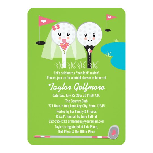 Fun Golf Ball and Tee Bride Groom Bridal Shower Invitation