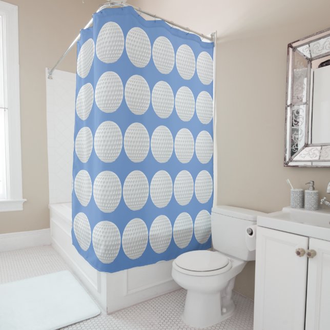 Fun Golf Ball Pattern Shower Curtain (In Situ)
