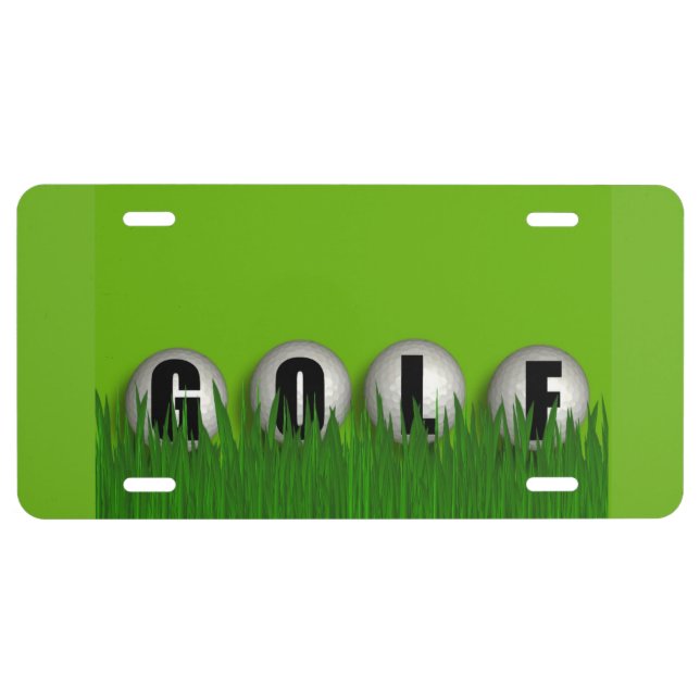 Fun Golf Balls Green License Plate (Front)