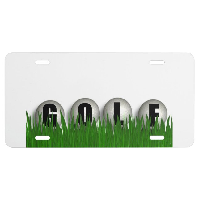 Fun Golf Balls in Green Grass License Plate (Front)