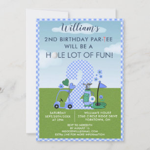 Fun Golf Blue Boy 2nd Birthday Par-Tee Invitation