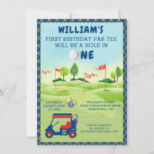 Fun Golf Boy 1st Birthday Par-Tee Invitation
