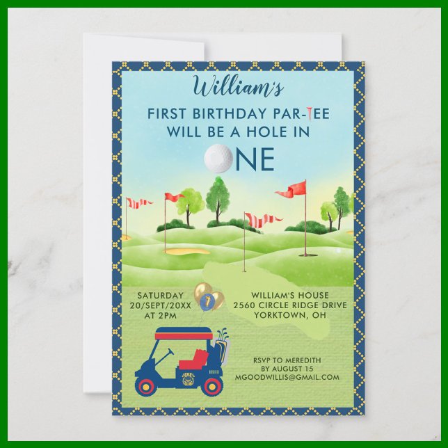 Fun Golf Boy 1st Birthday Par-Tee Invitation (Creator Uploaded)