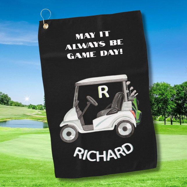 Fun Golf Cart Message Monogram Name Towel (Creator Uploaded)