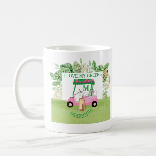 Fun Golf Cart Monogram Name Love Greens    Coffee Mug