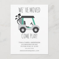Fun Golf Cart Moving Announcement Card