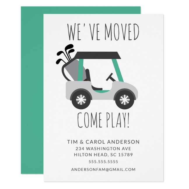 Fun Golf Cart Moving Announcement Card