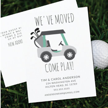 Fun Golf Cart Moving Announcement Card by invitationstop at Zazzle