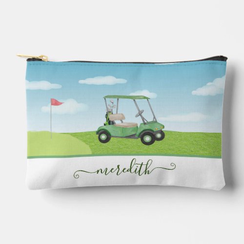 Fun Golf Cart Scenic Personalized Name Accessory Pouch