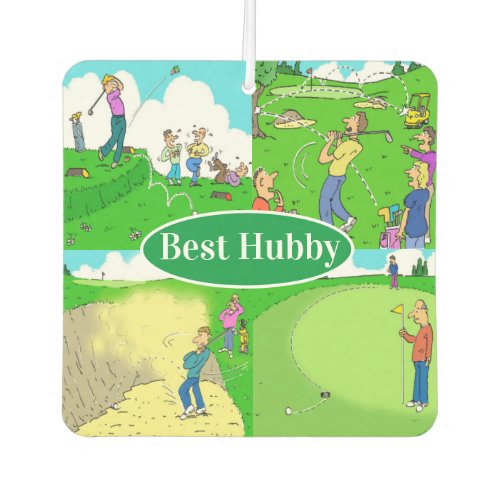 Fun Golf Cartoons with Best Hubby Air Freshener