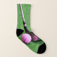 Convention Bull Unravel Fun Golf Club and Pink Ball on Green Socks | Zazzle