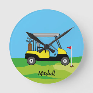 Fun Golf Course Cart Custom Round Clock