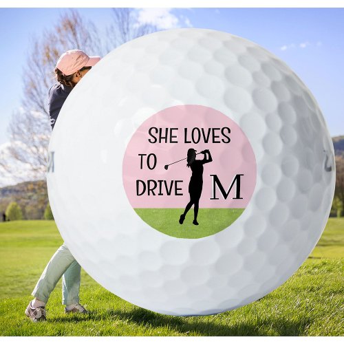 Fun Golf Gal Swing Custom Monogram Golf Balls