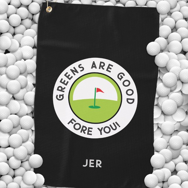 Fun Golf Greens Fore Golfer Funny Humor Custom Golf Towel (Fun Golf Greens Fore Golfer Funny Humor Custom Golf Towel)