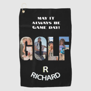 Fun Golf Photo Message Monogram Name  Towel