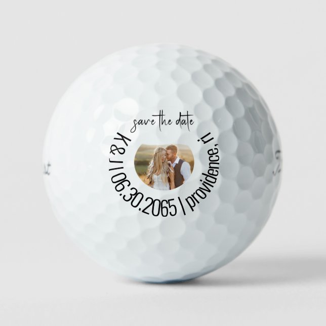 Fun Golf Photo Wedding Save the Date II Golf Balls (Front)