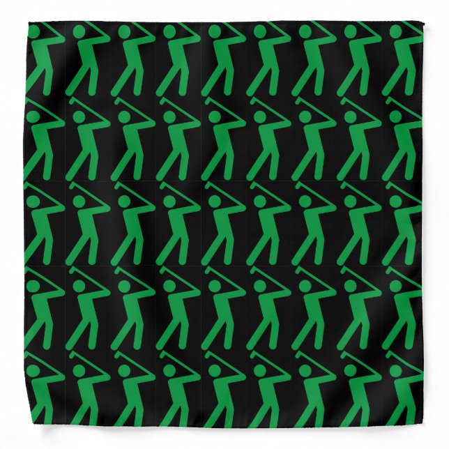 Fun GOLF Silhouette Black Green Bandana (Front)