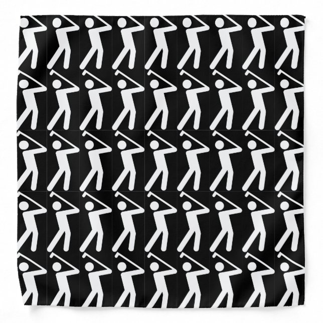 Fun GOLF Silhouette Black White Bandana (Front)