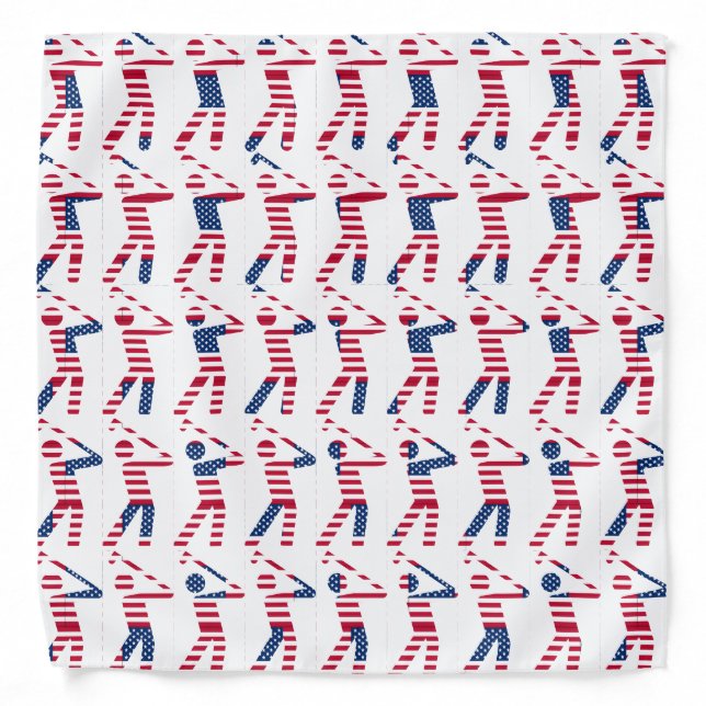 Fun GOLF Silhouette USA Flag Bandana (Front)