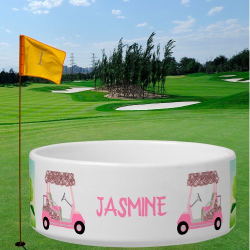 Fun Golf Theme Cart Name Pet Bowl