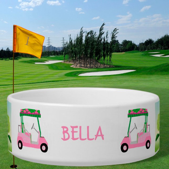 Fun Golf Theme Personalized Name Pet Bowl (Creator Uploaded)